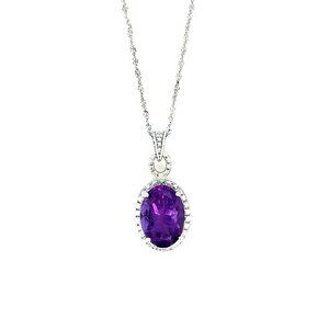 Silver 925 Amethyst/Cz Necklace